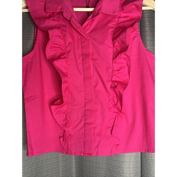 Socialite Small Pink Ruffle Sleeveless Button Front Top New with tags - Picture 6 of 7